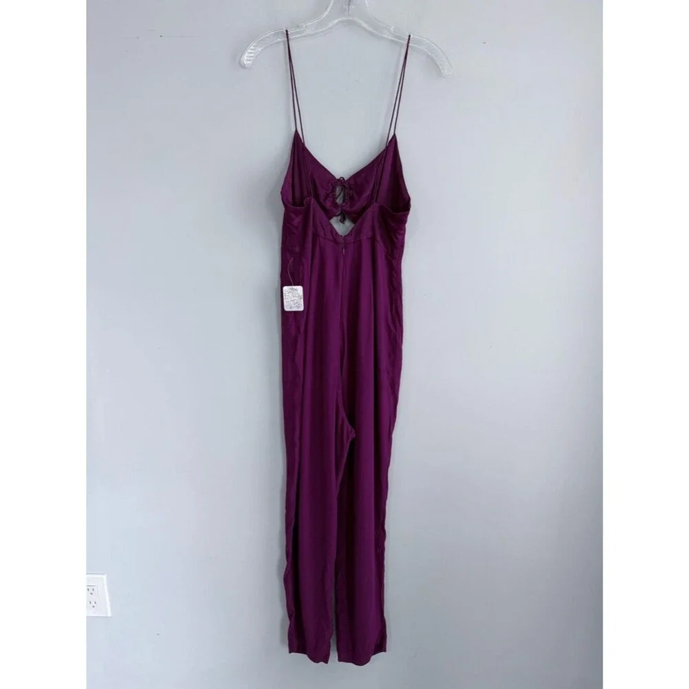 Free People Nolita Romper Small Plum Cutout Boho Festival Jumpsuit NWT Magenta S